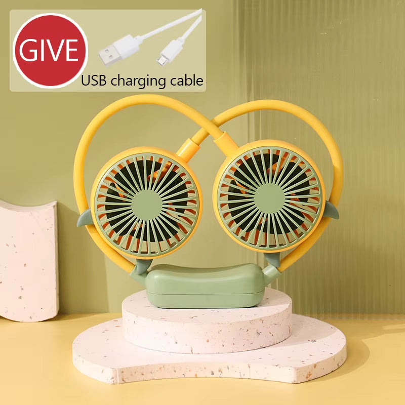 Neck Hanging Fan Portable Fan, 2 Speeds Adjustment Neckband Fan USB Charging for Jogging Summer Outdoor Activity Home Traveling