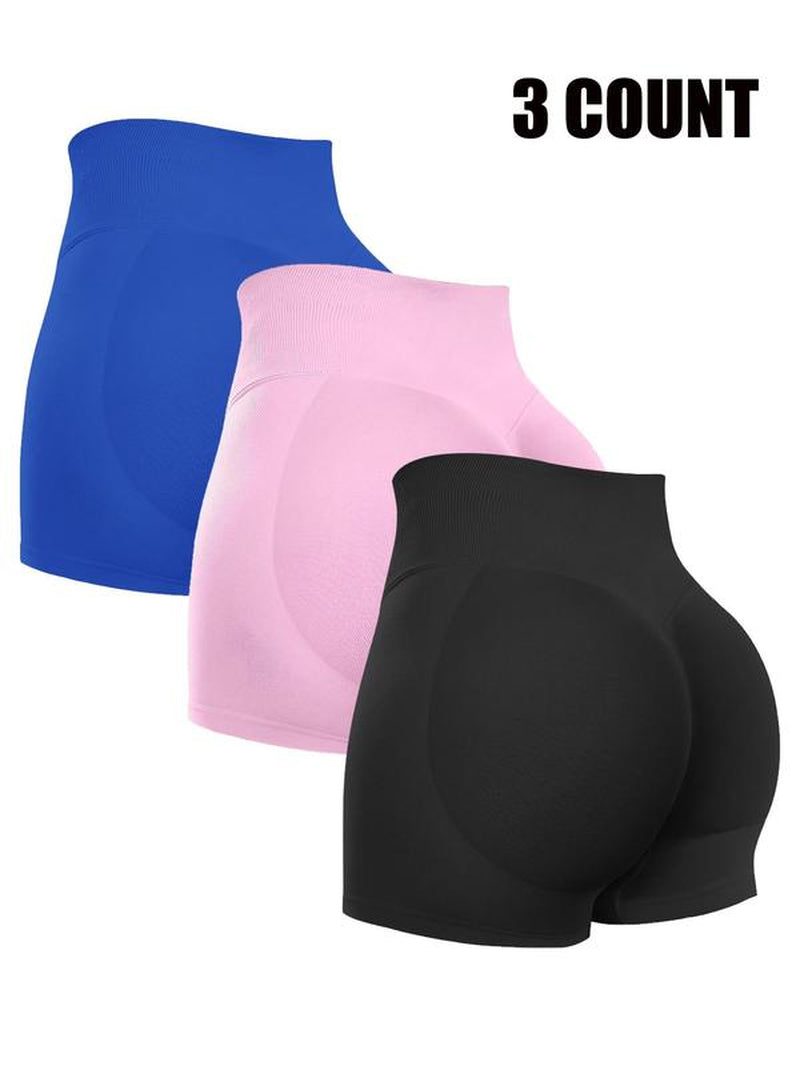 Seamless Shorts for Women, 1-5 Pack Invisable Scrunch Butt Lifting Gym Seamless Booty Biker Shorts, Breathable Comfortable High Stretch Skinny Shorts, Gym Shorts, Ladies Sportswear for Indoor Outdoor Wear