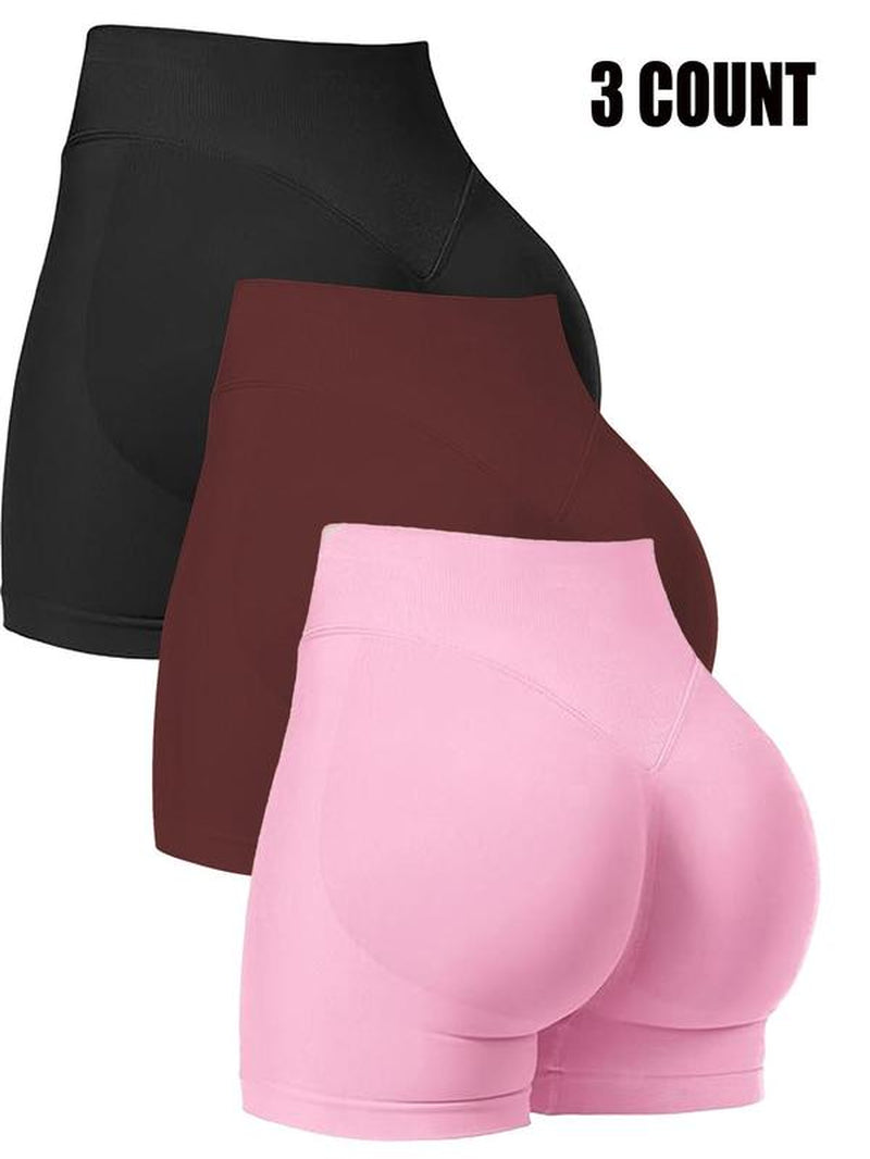 Seamless Shorts for Women, 1-5 Pack Invisable Scrunch Butt Lifting Gym Seamless Booty Biker Shorts, Breathable Comfortable High Stretch Skinny Shorts, Gym Shorts, Ladies Sportswear for Indoor Outdoor Wear