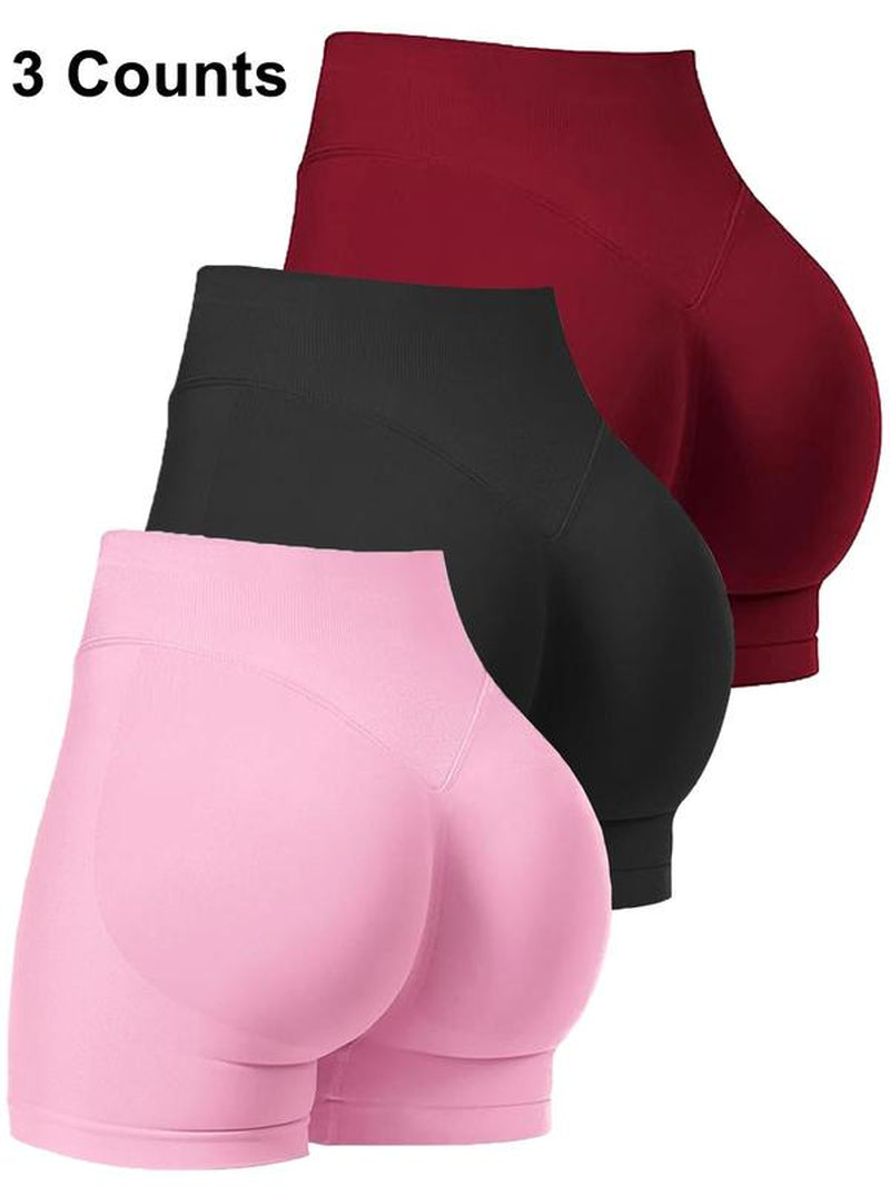 Seamless Shorts for Women, 1-5 Pack Invisable Scrunch Butt Lifting Gym Seamless Booty Biker Shorts, Breathable Comfortable High Stretch Skinny Shorts, Gym Shorts, Ladies Sportswear for Indoor Outdoor Wear