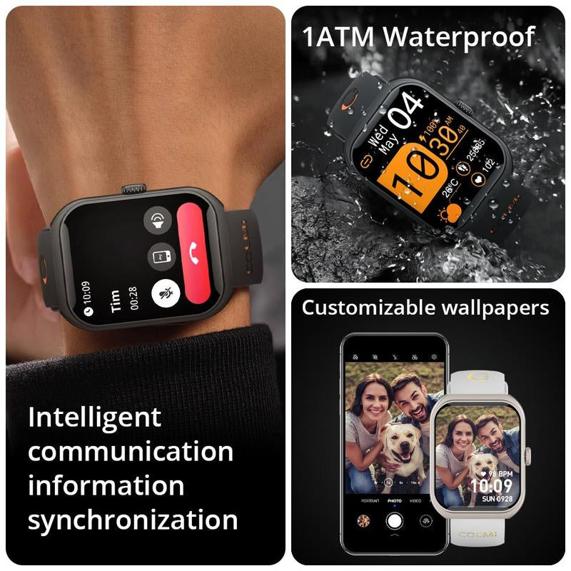 COLMI P86 2.04" Fashion Touch Screen Smart Watch with Answer/Make Calls/Message Reminder, Multifunctional Fitness Watch with 100+ Sports Modes, DIY Watch Dials, Smart Watches for Iphone/Andriod, Activity Tracker for Men Women