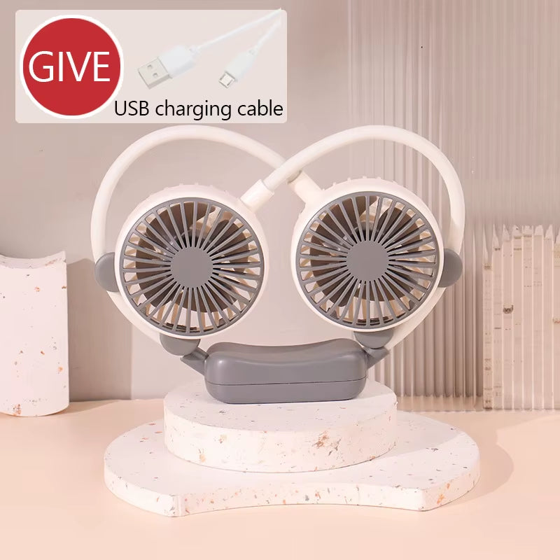 Neck Hanging Fan Portable Fan, 2 Speeds Adjustment Neckband Fan USB Charging for Jogging Summer Outdoor Activity Home Traveling