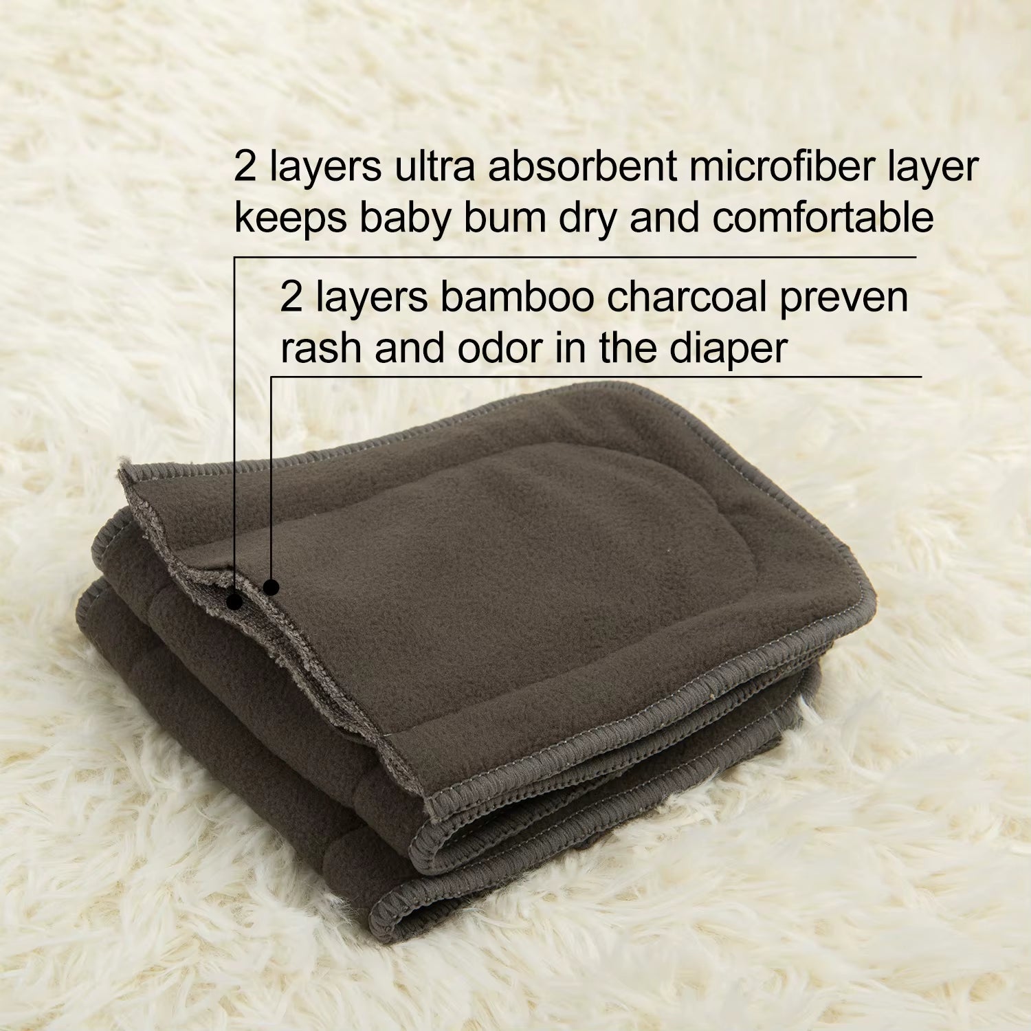 (10 Pieces/Lot)  4 Layers Bamboo Charcoal Insert High Quality Baby Nappy Insert Bamboo Charcoal Washable Reusable Insert